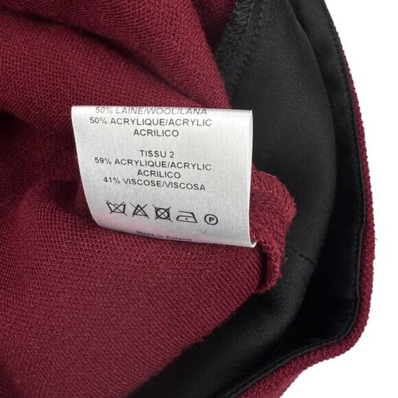 Sandro Joviale Wool Bordeaux Red Black Mini Skirt Women's Size 4 - Picture 4 of 7